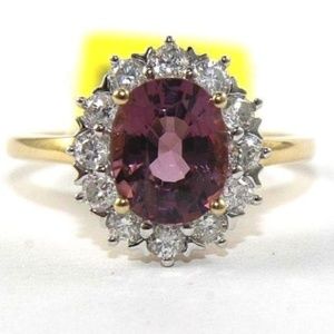 COPY - Pink Tourmaline & Diamond Halo Ring 14k YG 2.27Ct
